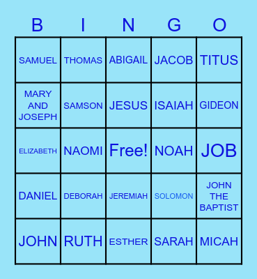 BIBLE CHARACTERS Bingo Card