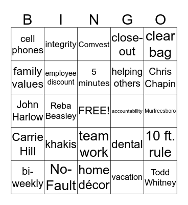OTP BINGO Card