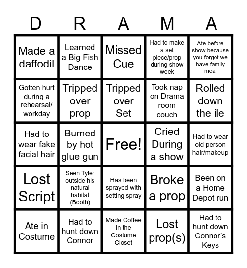 MV Drama 19-20 Bingo Card
