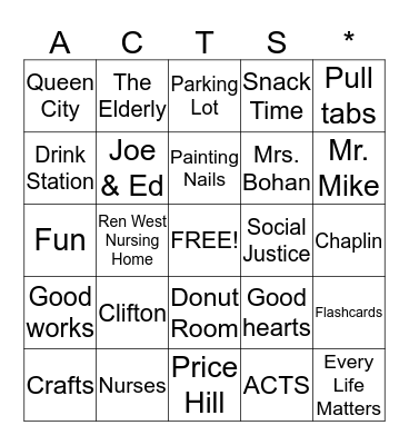 A.C.T.S. 2014-2015 Bingo! Bingo Card