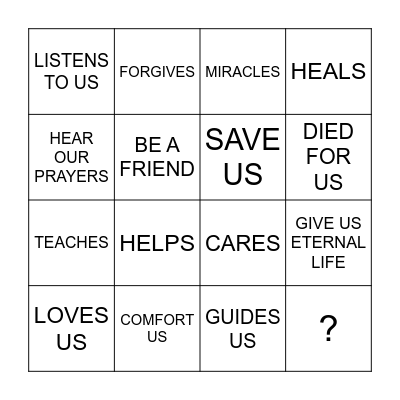 THINGS JESUS CAN DO Bingo Card
