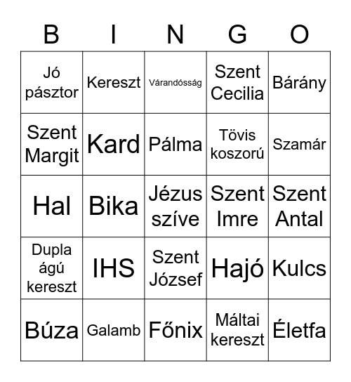 Szimbólika Bingo Card