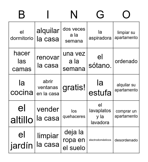 Spa 3 la vivienda Bingo Card