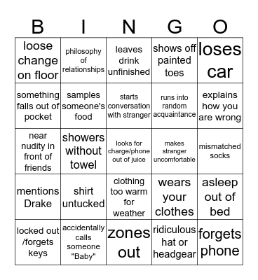 Darius Bingo Card