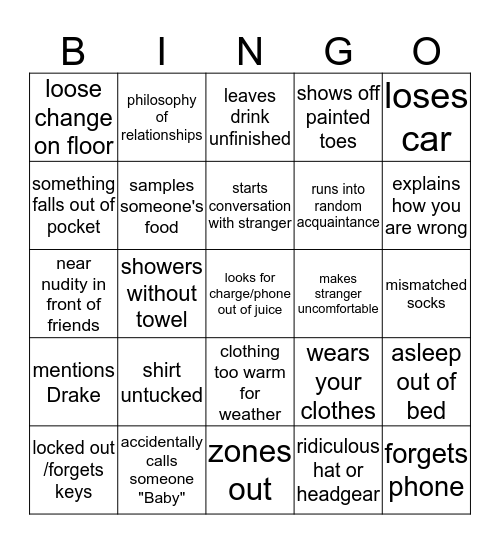 Darius Bingo Card