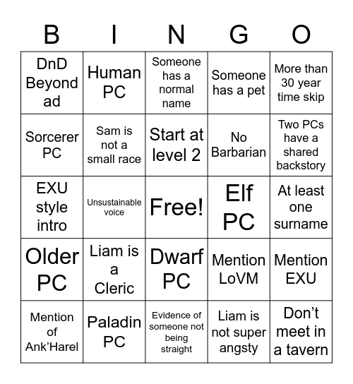 C3E1 Bingo Card