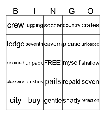 Unit 5 Lesson 25 Bingo Card