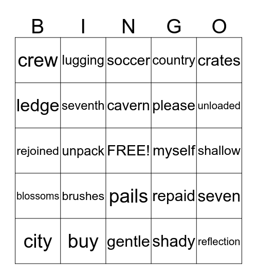 Unit 5 Lesson 25 Bingo Card