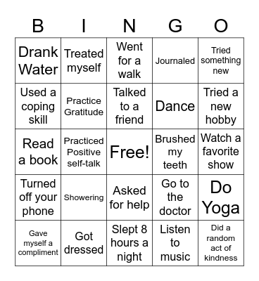 SELF CARE BINGO Card