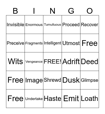 Vocabulary Bingo Card