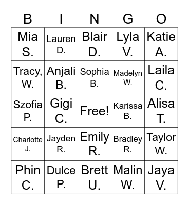 Prodi-G's - P3 Bingo Card