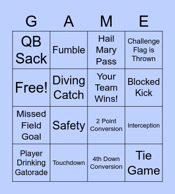 Football Bingo Card