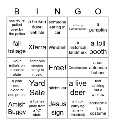 Florida Road Trip Bingo! Bingo Card