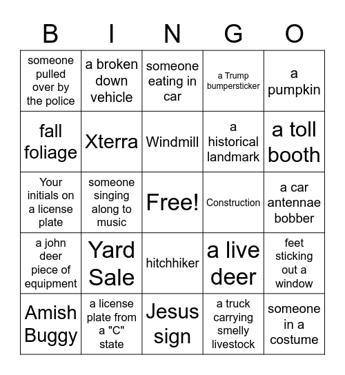 Florida Road Trip Bingo! Bingo Card