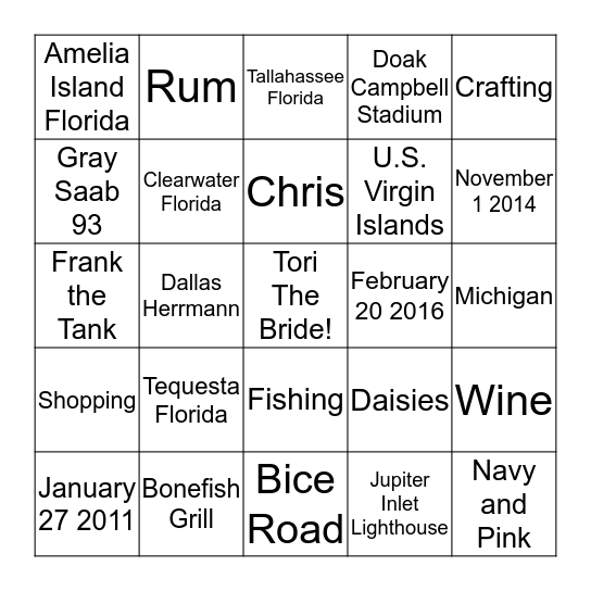 Bridal Bingo  Bingo Card