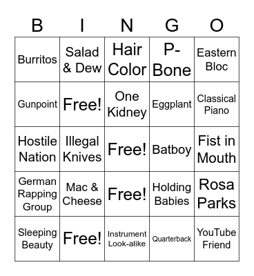 One O'Clock Fun Facts Bingo Card
