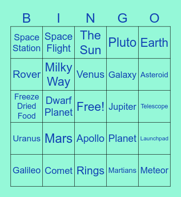 Outer Space Bingo Card