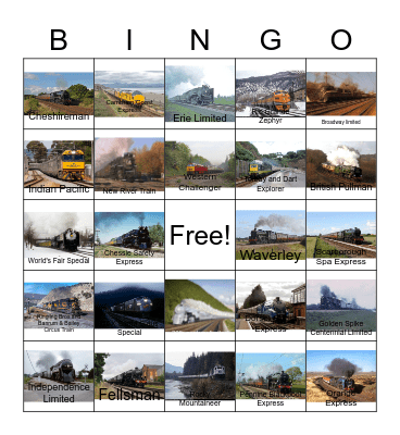 Mighty Trains Bingo Card
