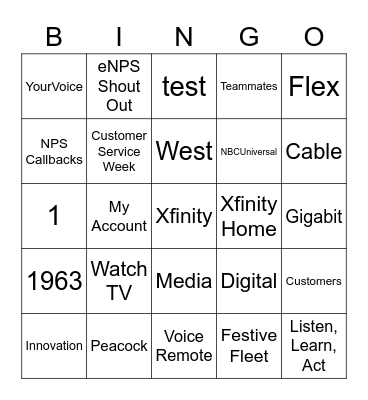 Test card Bingo Card