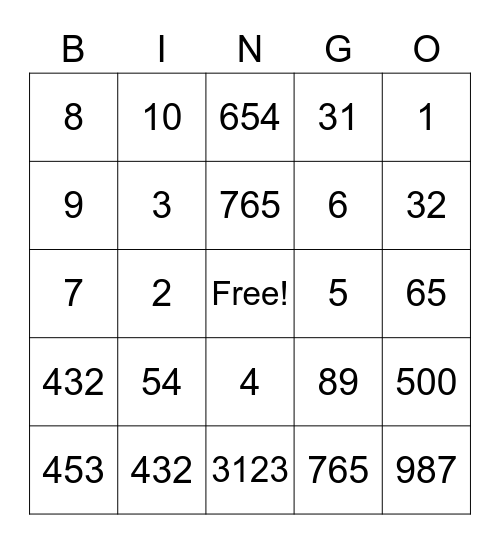 Bingo for fun Bingo Card