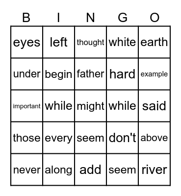 SA2 Sight Words 11 & 12 Bingo Card