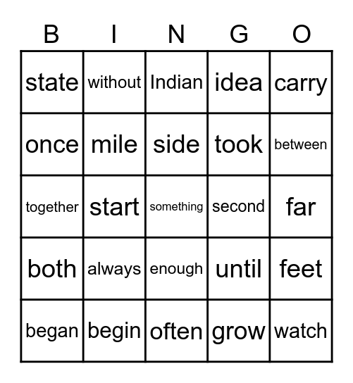 SA2 Sight Words List 13 & 14 Bingo Card