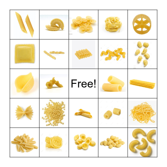 National Pasta Day Bingo Card