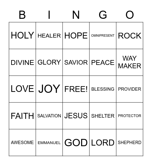 RELIGIOUS Bingo Card