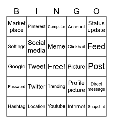 Social Media Safety Bingo Card