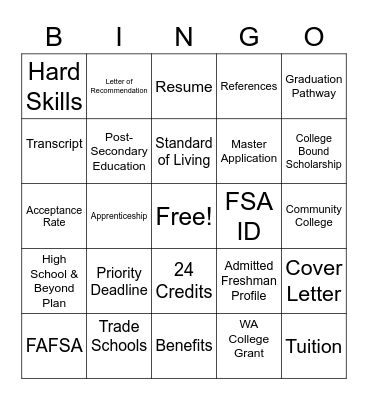 2021 Senior Day Bingo Card