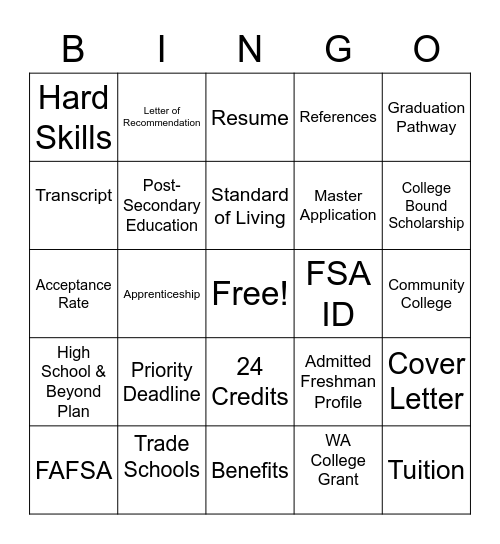 2021 Senior Day Bingo Card