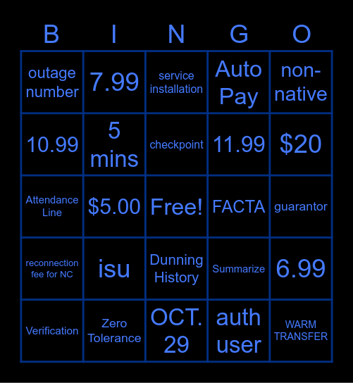 DUKE ENERGY Bingo Card