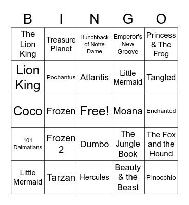 DISNEY BINGO GAME - IMS Bingo Card