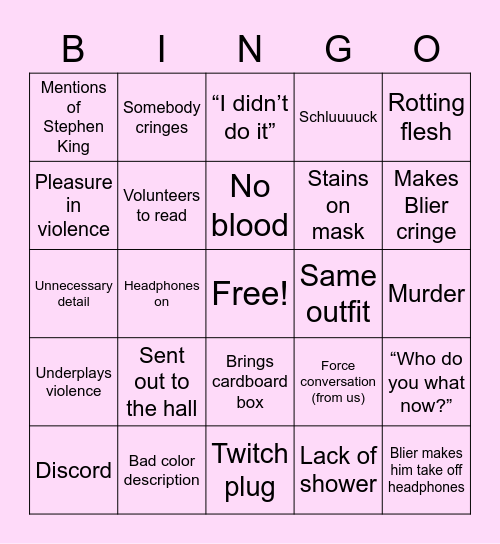 Epic Bingo Card