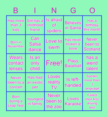 ICE BREAKER 2 Bingo Card