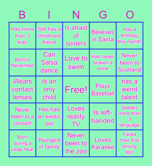 ICE BREAKER 2 Bingo Card