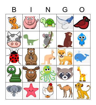 Animals Jehovah created Bingo Card