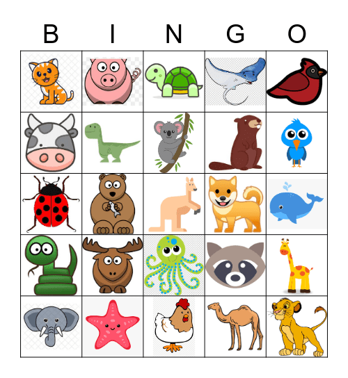 Animals Jehovah created Bingo Card