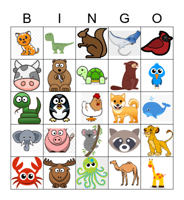 Animals Jehovah created Bingo Card