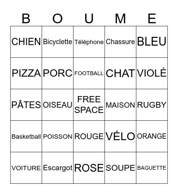 La Boume Bingo Card