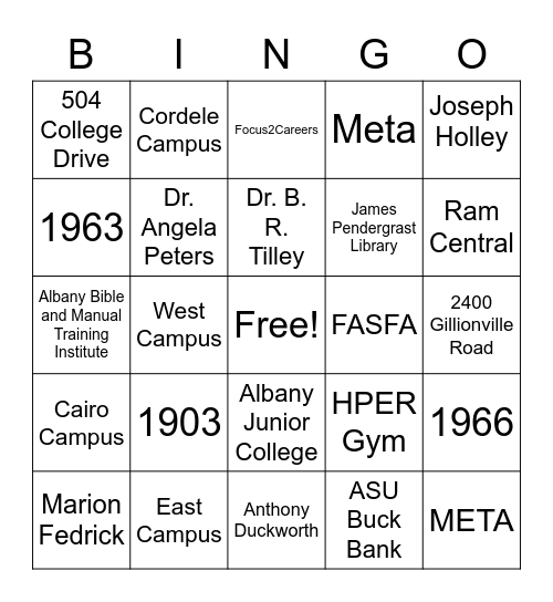 ASU History Bingo Card