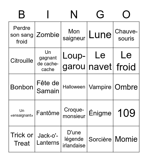 Halloween 2021 Bingo Card
