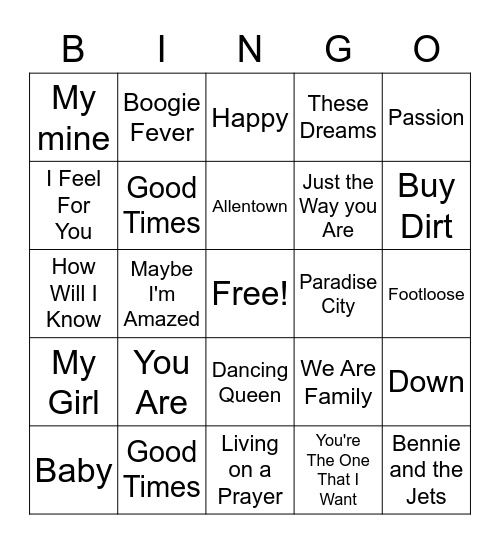 SINGO Bingo Card