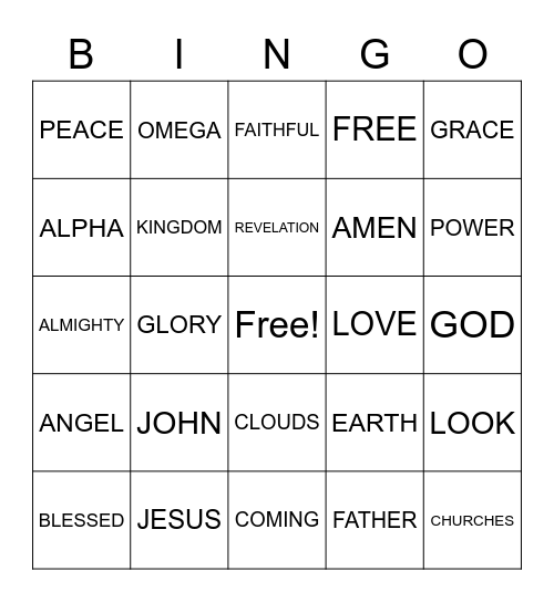 Revelation Bingo Card