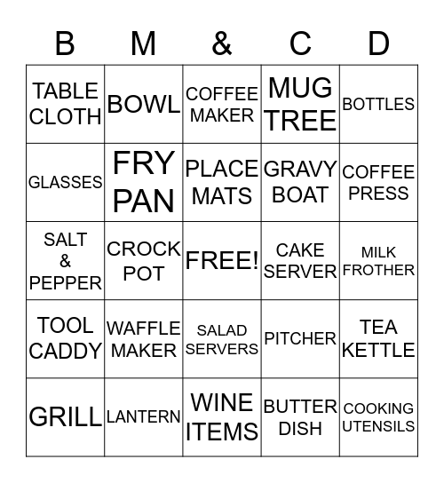 BRIAN & CARA   JULY 25, 2015 Bingo Card