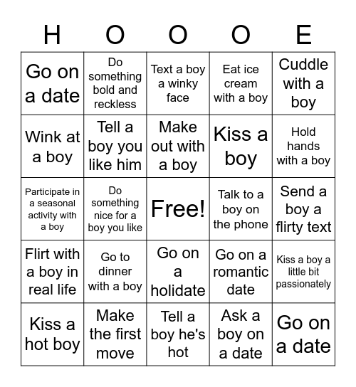 Being-A-Hoe Bingo Card