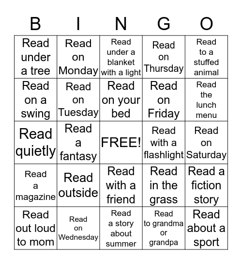 May Bingo - 15 minutes for each box Bingo Card