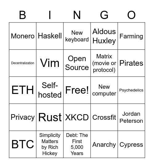 CK Bingo Card