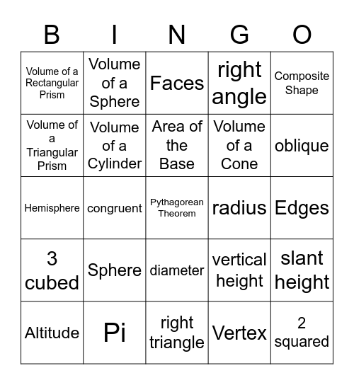 Geometry:Bingo Card