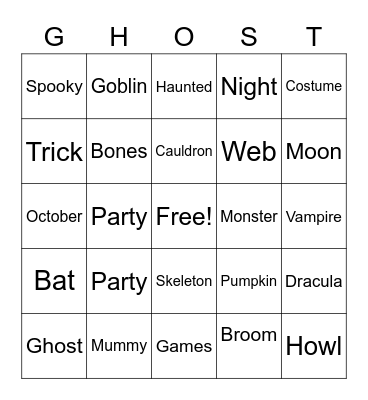 Halloween Bingo Card